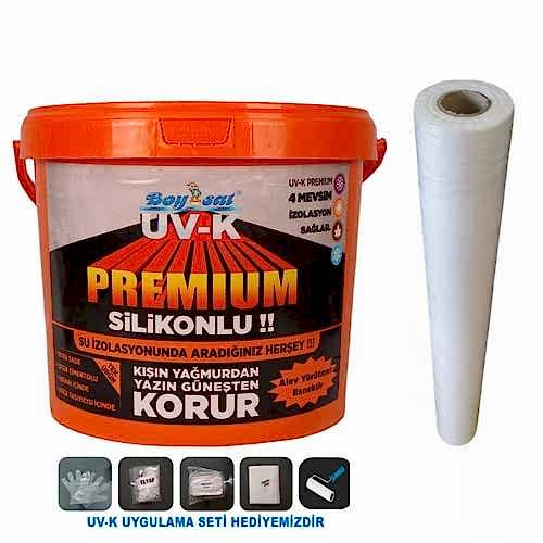 Avantajlı Paket Uv-K Premium Silikonlu 15 Kg Su Yalıtım Boyası ve İzolasyona Yardımcı Keçe