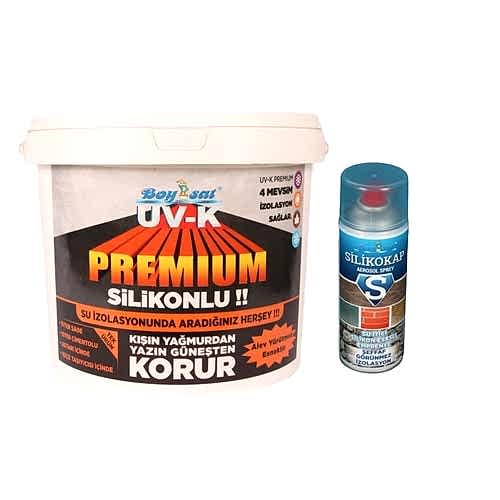 Su İzolasyon Paketi Uv-K Premium Silikonlu Boya 3 Kg ve Silikokap Su İzolasyon Spreyi 400Ml