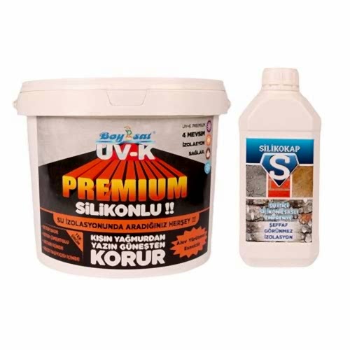 Fırsat Paketi 3 Kg Uv-K Premium Silikonlu Boya ve Silikokap Şeffaf Su İzolasyonu 5 Lt